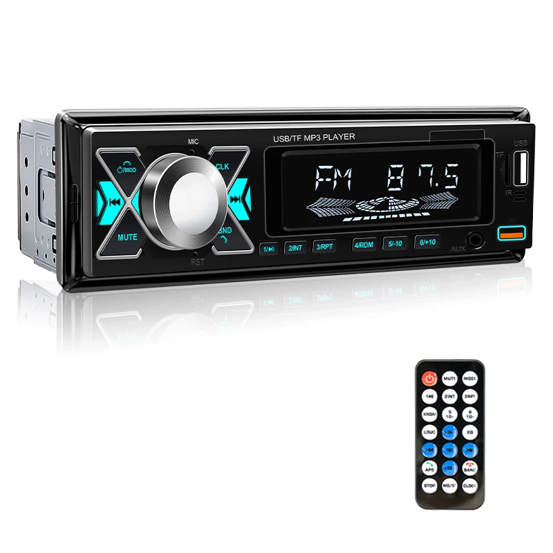 1 DIN Radio Stereo Receiver Digital Bluetooth MP3 Player Colorful With Dual USB AUX Inputs Auto Multimedia Automotive Car Audio