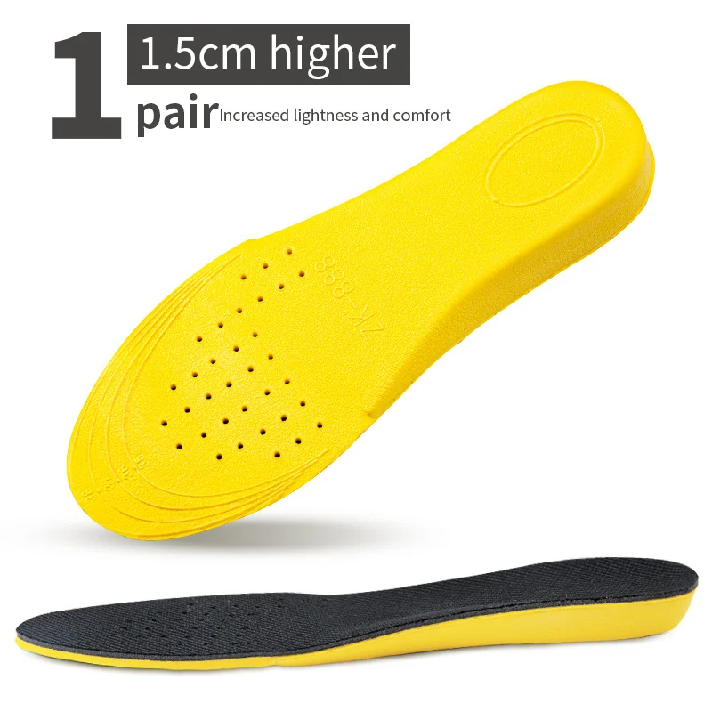 1 Pair 1.5-3.5cm Invisiable Height Increase Insoles for Women Men Heel Lift Yellow Shoes Sole Pad Shock Absorption Insoles