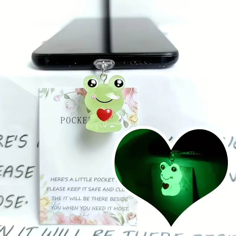 1 Piece of Cute Luminous Green Frog Phone Dust Plug, Simple and Adorable Phone Accessory—Suitable for Iphone/Type-C Interface