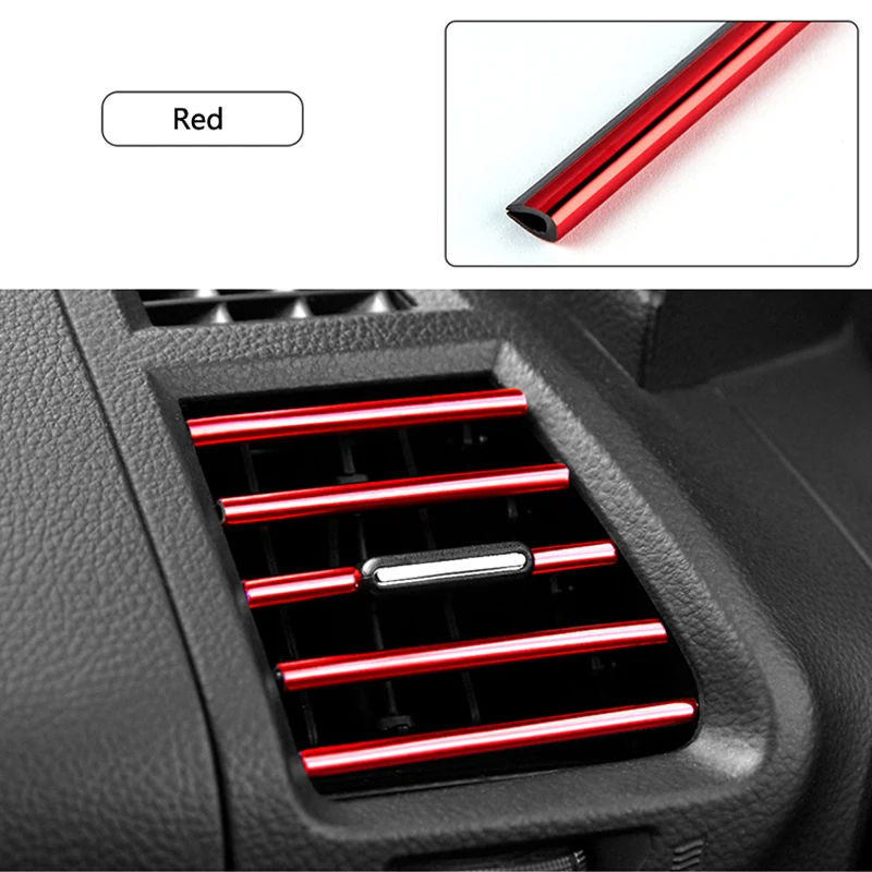 10 PCS Car Air Conditioner Outlet Decorative Soft Strip Accessories Auto Interior Grille Decorative Strip Universal U-shaped