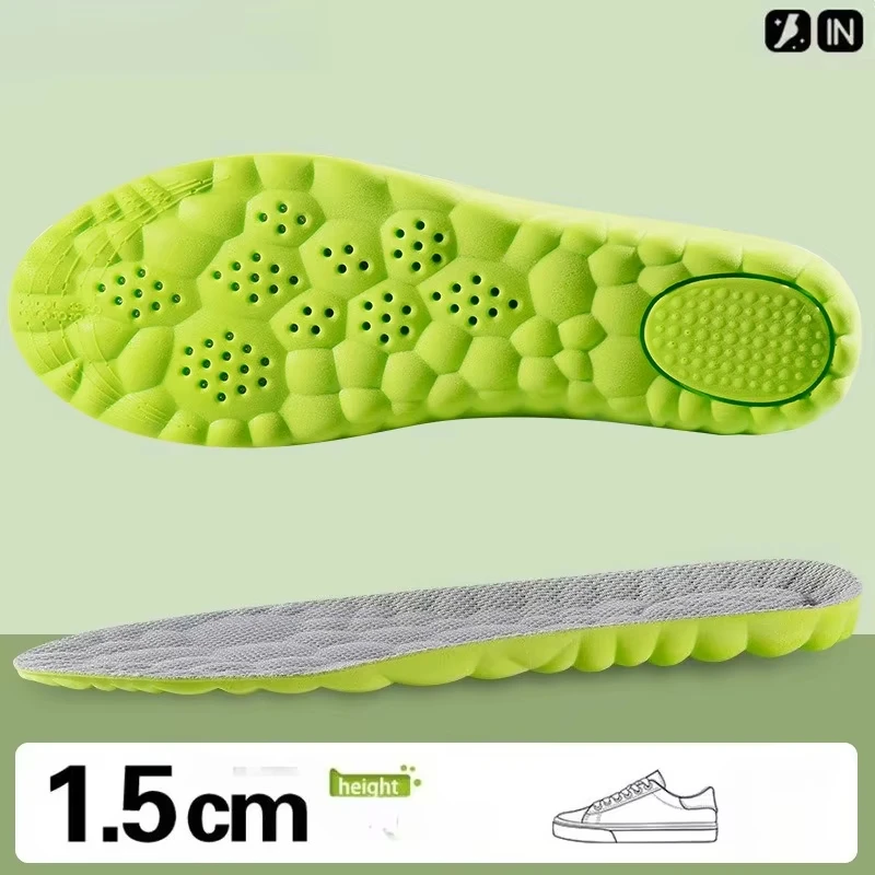 1Pair Height Increase Insoles Breathable Anti-Odor Insole Shock Absorbing Shoe Sole Soft Comfortable Sports Insole Air Insole