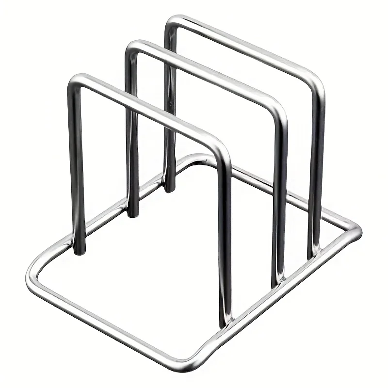 1pc Space-Saving Stainless Steel Pot Lid and Cutting Board Organizer Combo - Heavy-Duty Countertop Rack, kitchen organizer