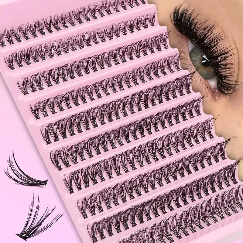 200Pcs DIY Personal Lashes 40P Eyelash Cluster Natural Look Wispy Lashes 9-16MM D Curly Hair Personal Clusters Lashes Fluffy