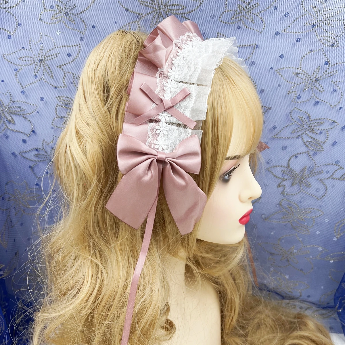 2024 Lovely Sweet Hair Hoop Anime Maid Cosplay Headband Lolita Lace Flower Headwear Hair Accessory Hand Made Droppshing