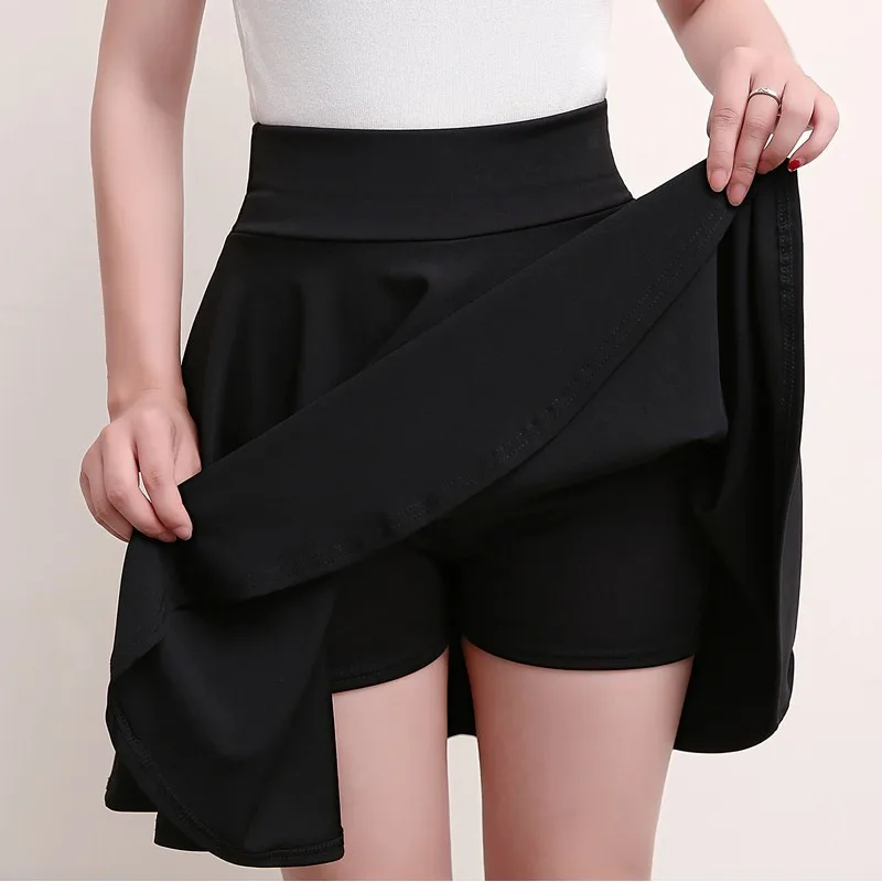 2025 Flared Skirts Women's Basic Shorts Skirt Fashion Versatile Black Casual Mini Skater Medium Pleated Fluffy Skirt Plus Size