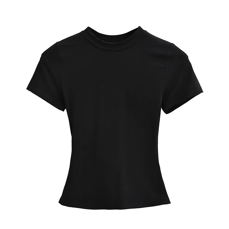 2025 New High Quality Casual T shirt Sexy Slim Short Sleeves Fashion Trend Solid Women Clothing y2k Tops