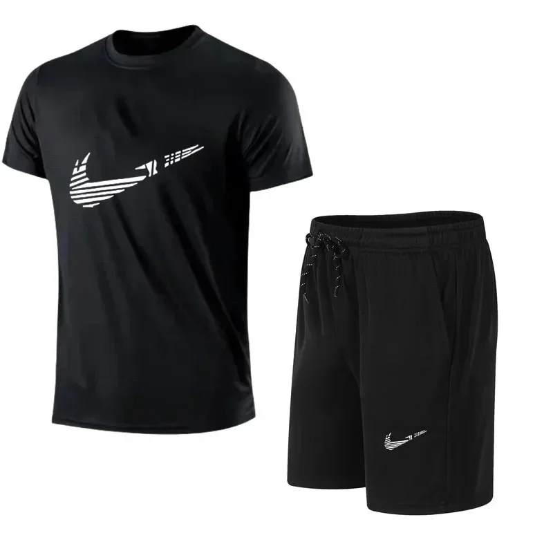 2025 Summer Fashion Men's Tracksuit T-shirt Shorts Set Leisure Short Sleeve Set Jogging Gym Suit Brand Clothing