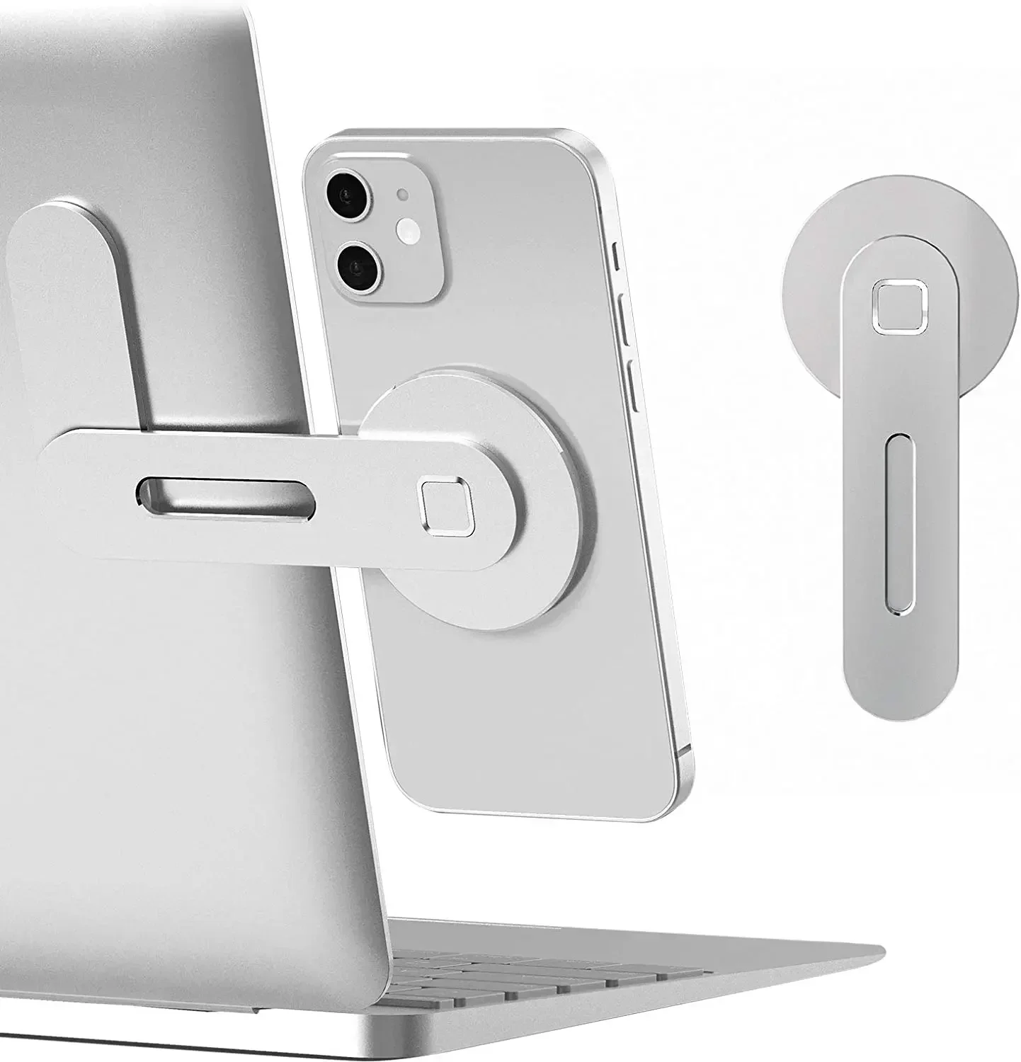 2026 Magnetic Laptop Phone Holder Computer Monitor Side Cell Phone Slim& Foldable For iPhone 14 13 12 Series Case and All Phone