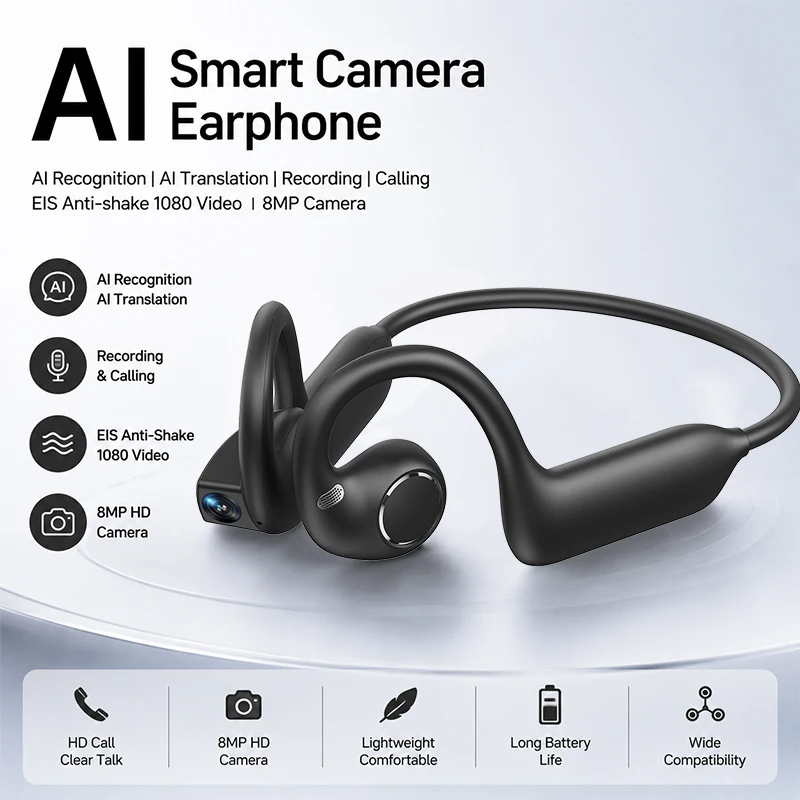 2026 New Smart Earphones Dynamic Sound Effects Music Bluetooth HD Calls 800W Smart Camera Real-time Translation Smart Earphones