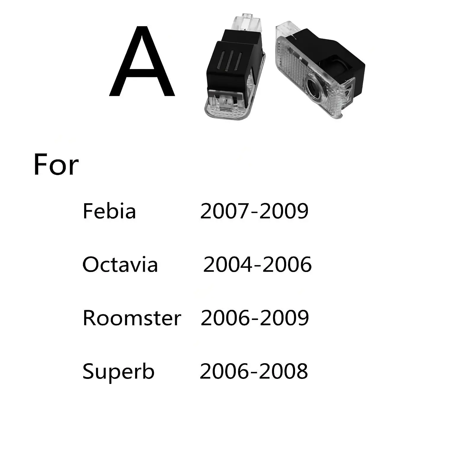 2Pcs Car LED Door Projector Light For Skoda Accessories 2004-2024 VRS Octavia 2 3 A5 A7 MK2 MK3 Superb 3V 3T B6 B8 Kodiaq Karoq