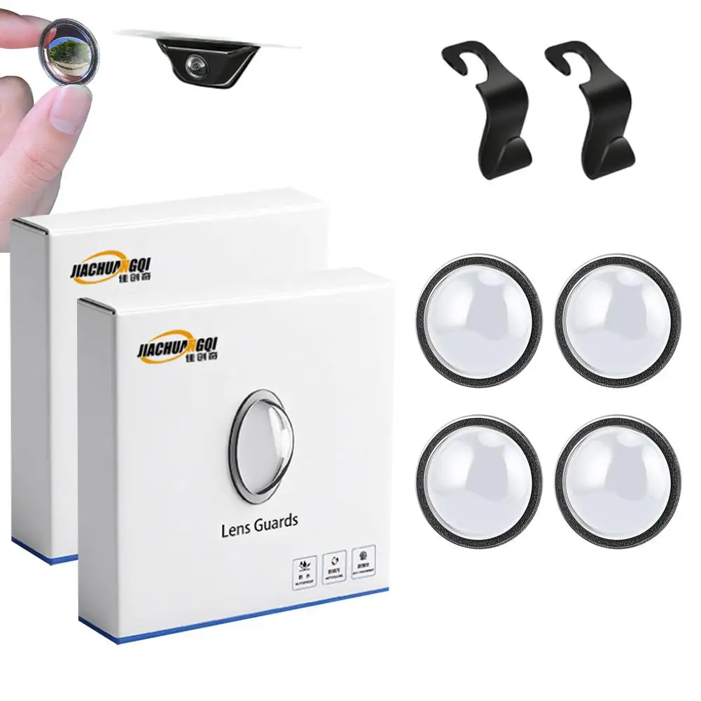 4pcs Car Camera Protective Cover With 2pcs Car Hooks Universal Car Camera Lens Protector Rear View Backup Camera Cover