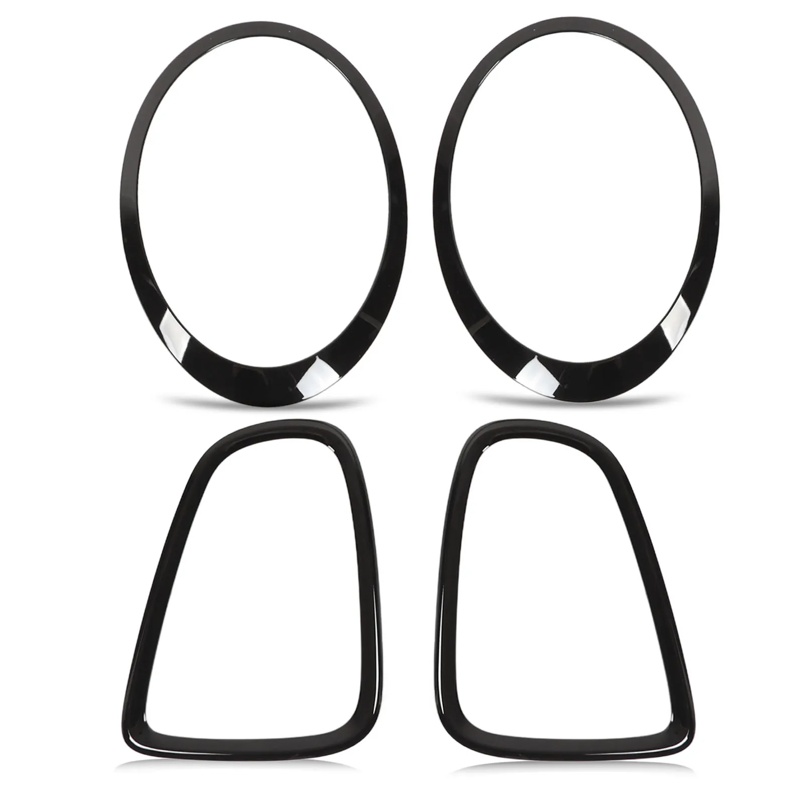 4pcs Gloss Black Car Headlight Taillight Surround Cover Trims ABS Replacement for Mini R56 R57 Cooper S JCW 2007-2015