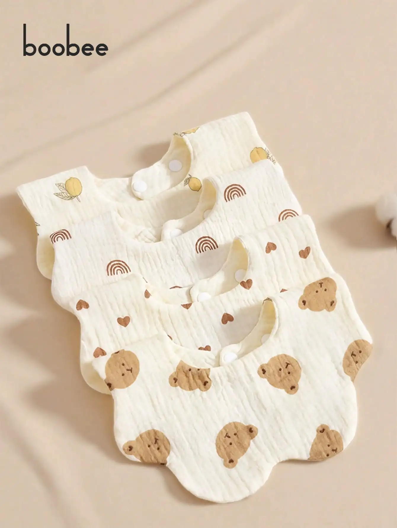 4Pcs Ultra-Soft and Comfortable Baby Bibs, Suitable for Ages 0-3, with Snap Button Design, Washable-Machine Washable, Newborn Gauze Drool Bibs-Waterproof Spit-Up Bibs for Babies, Ultra-Soft Autumn and Winter Bibs, Perfect Baby Shower Gift.
