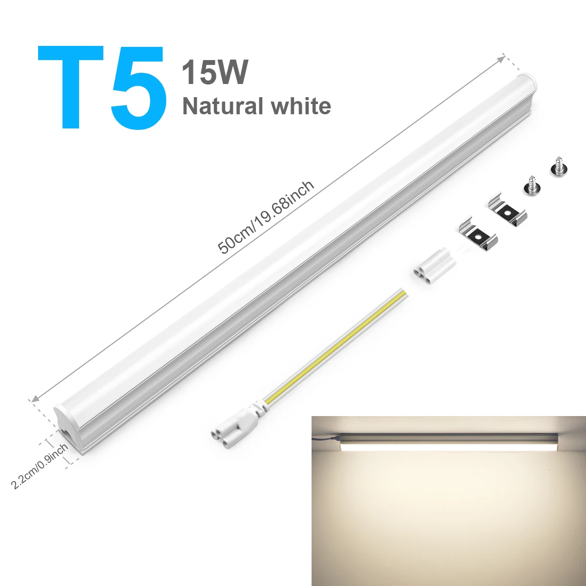 50CM T5 T8 Aluminum LED Light Tube 15W 25W LED Lamp Tube 110V 220V For Desk Work Shop Garage Warehouse Kitchen Cabinet Lighting