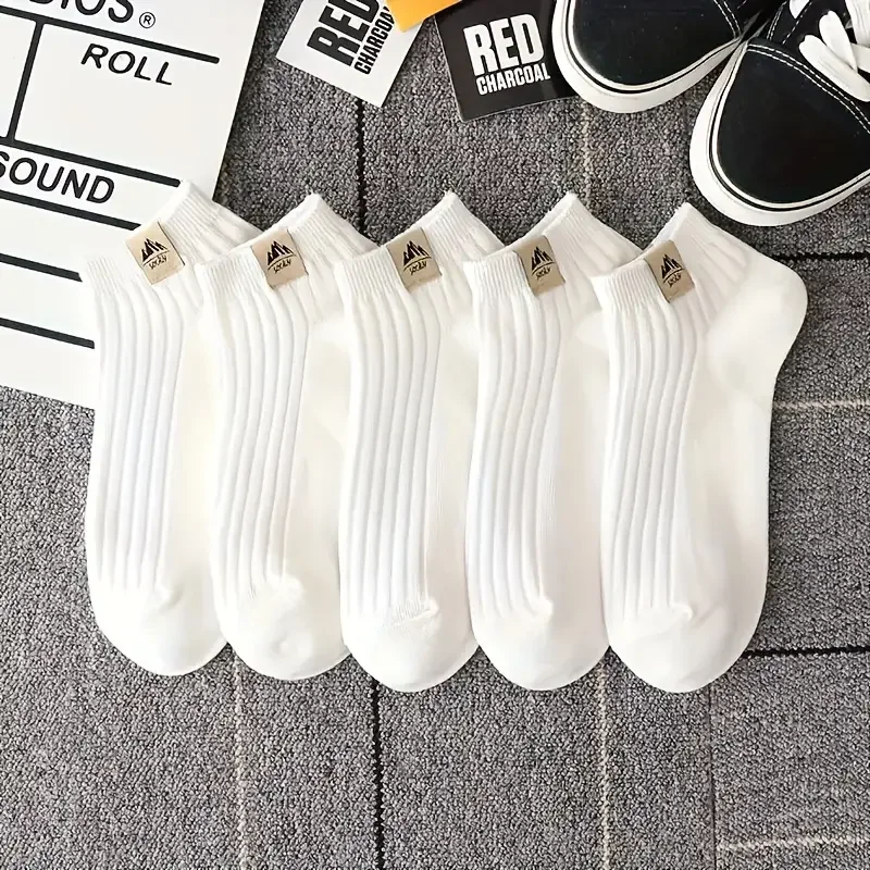 5/10 Pairs of High-Quality Men's Outdoor Sports Fitness Casual Socks in Black and White Color Comfortable and Soft Men's Socks
