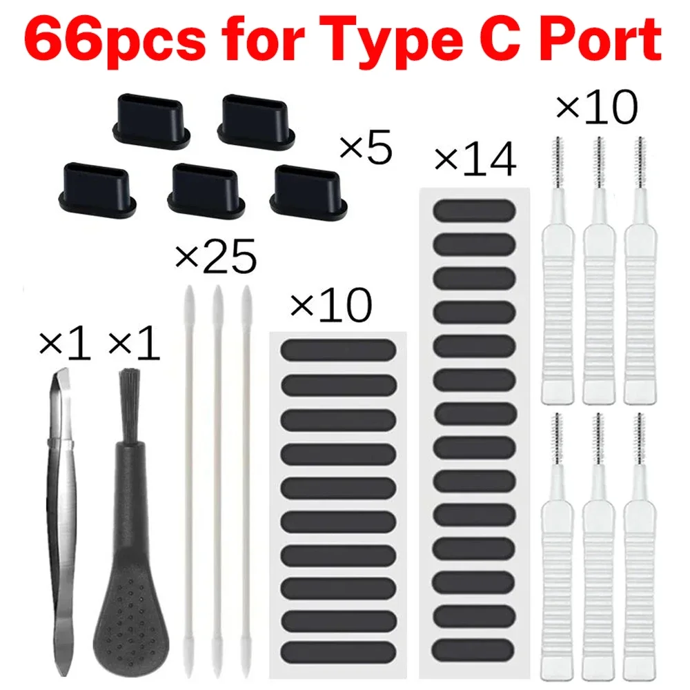 66PCS Mobile Phone Speaker Charging Port Cleaning Set Dust Plug for iPhone 18 17 14 Earphones Clean Kit Brush for Samsung Xiaomi