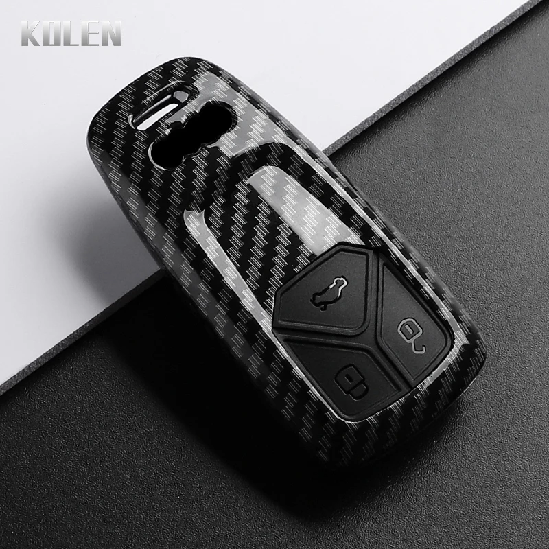 ABS Carbon Fiber Car Key Case Cover For Audi A4 B9 A5 A6 8S 8W Q5 Q7 4M S4 S5 S7 TT TTS TFSI RS Protector Shell Fob Accessories