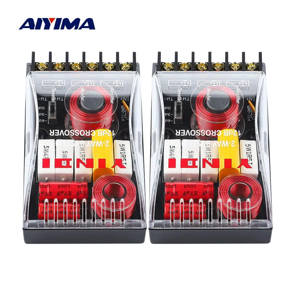 AIYIMA 2Pcs 200W Audio Car Speaker 2 Ways Crossover Treble Bass Independent Speakers Filter High Low Frequency Divider