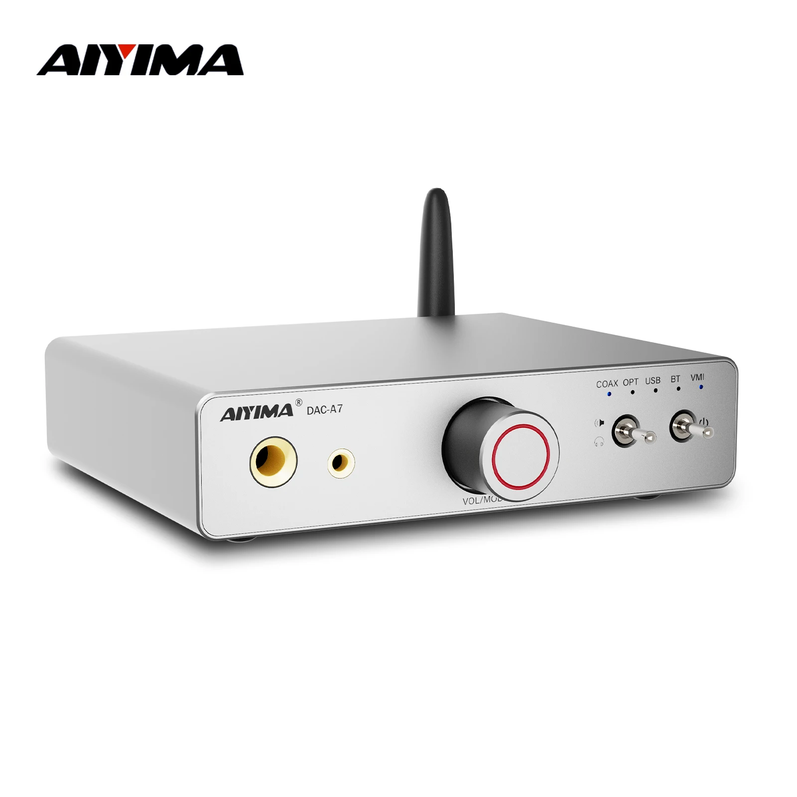 AIYIMA DAC-A7 Mini Stereo Audio USB Decoder Headphone Amplifier Bluetooth 5.4 ES9038Q2M for Home/Desktop Powered/Active Speakers