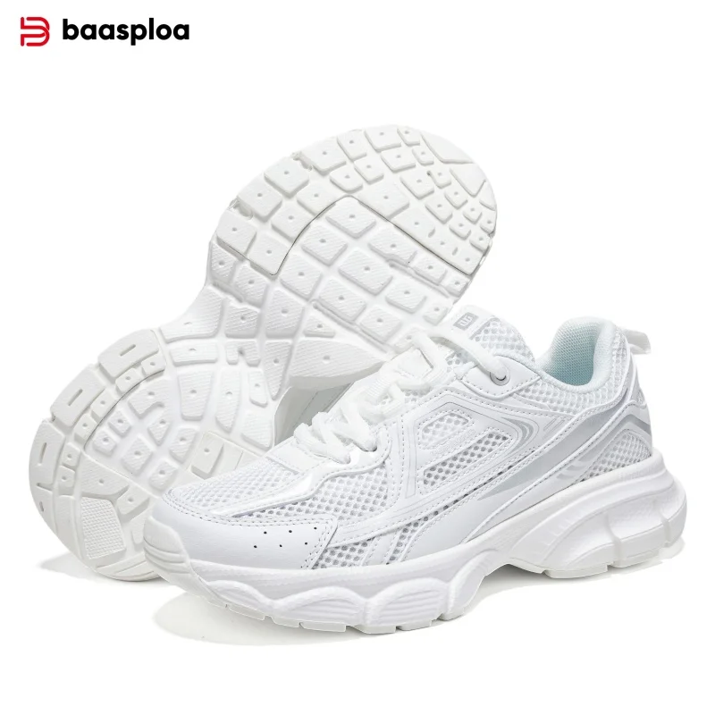 Baasploa Women Sports Shoes Outdoor Lightweight Breathable Jogging Sneakers Female Casual Mesh Anti-slip Lace Up Running Shoes