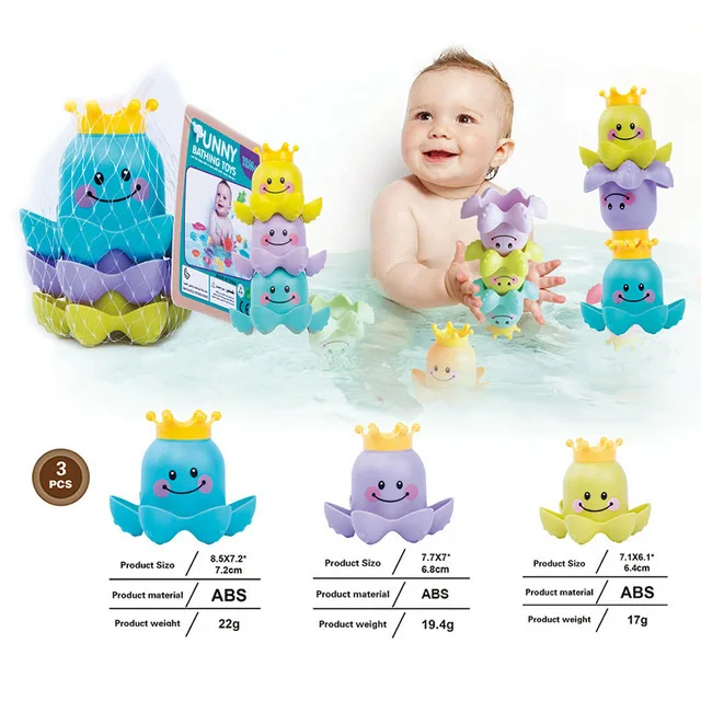 Baby Bath Toys Stacking Cup Toys Colorful Early Educational  Baby Toys Boat-shaped Stacked Cup Rainbow Folding Tower Toys Gift