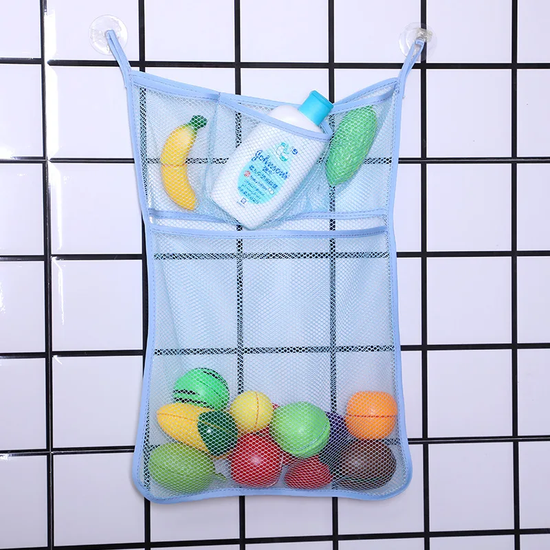 Baby Shower Bath Toys White Baby Kids Toy Storage Mesh With Strong Suction Cups Toy Bag Net Bathroom Organizer