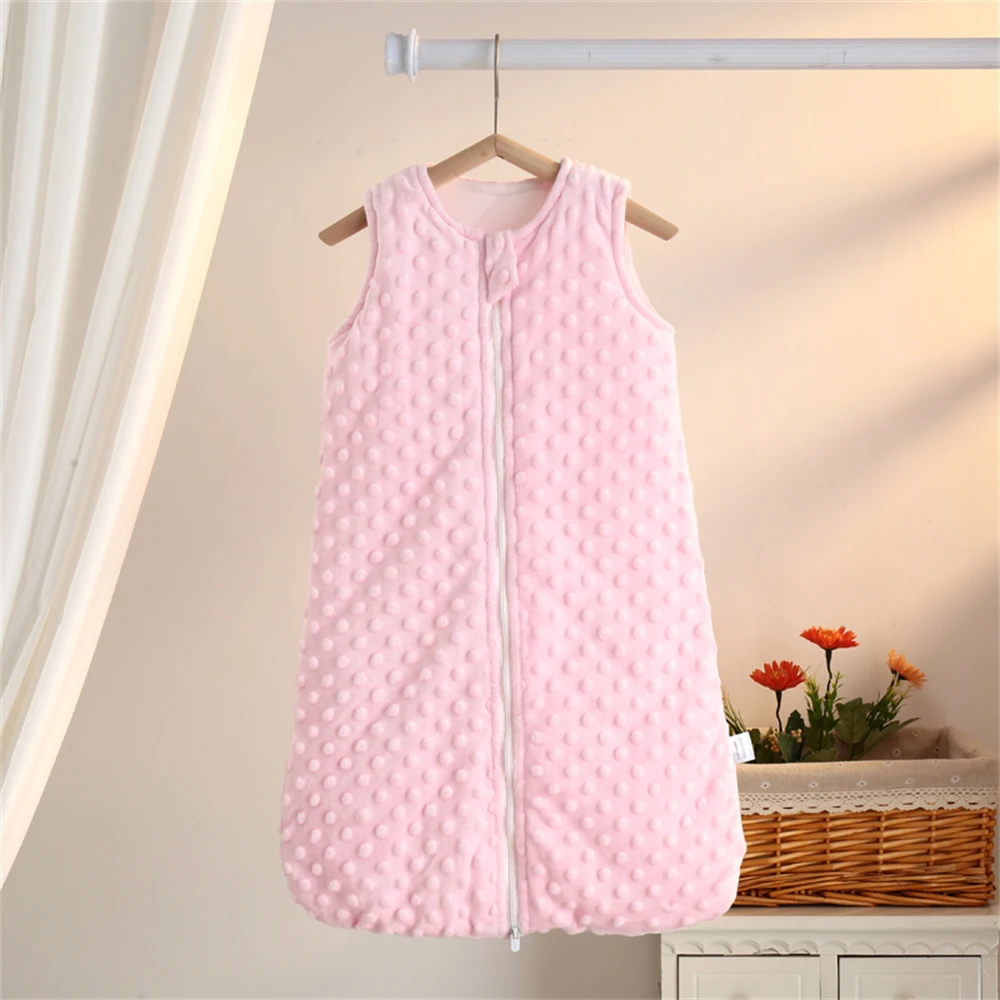 Baby Sleeping Bag 0-6m Autumn and Winter Vest-Style Bean Velvet Newborn Leg-Wrapped Sleeping Bag Anti-Kick Sleeveless Baby Sleeping Bag