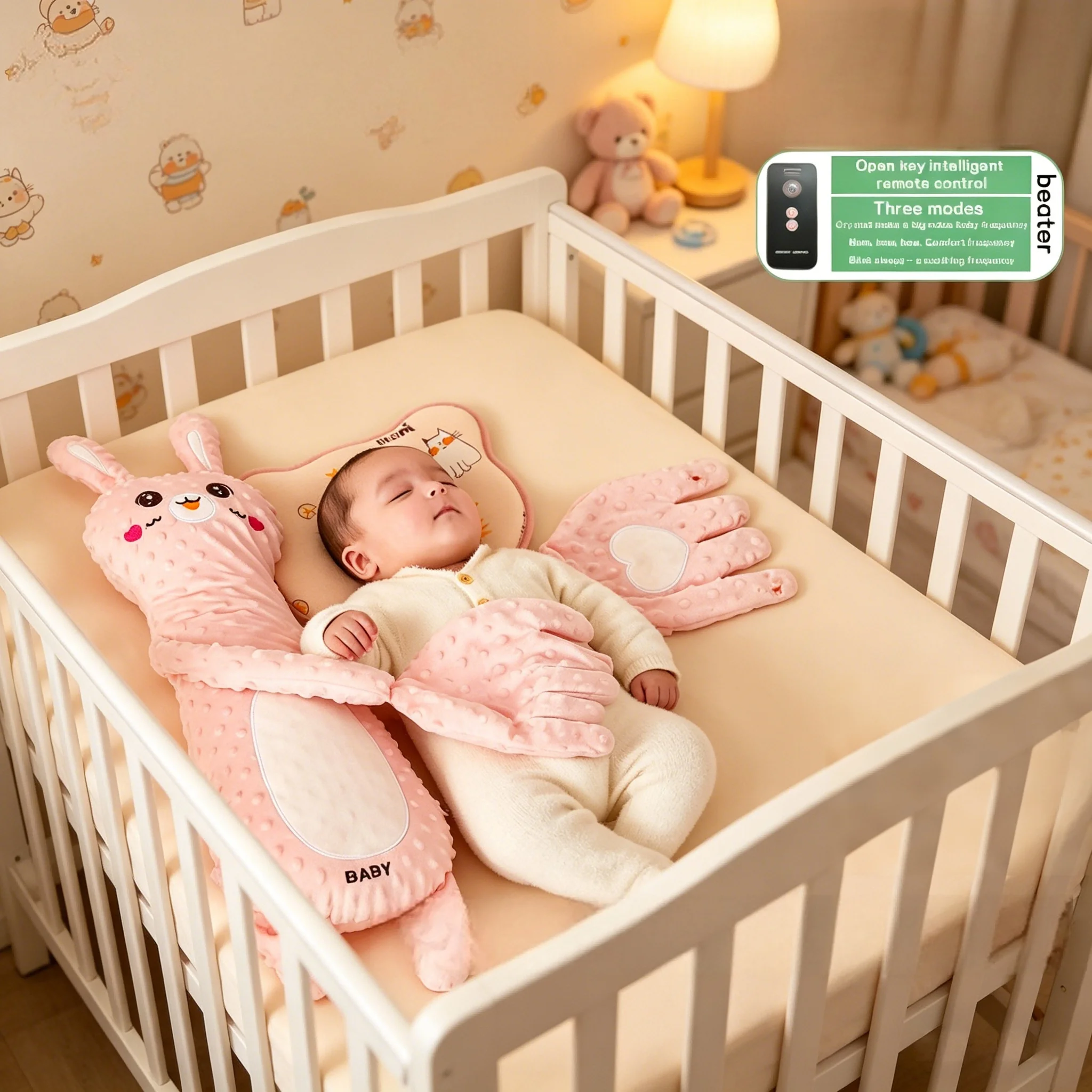 Baby Sleeping Pillow for Newborn Patting Doll with Soothing Palm Remote Control Electric Baby Hand Pillow Soothing Palm Patting