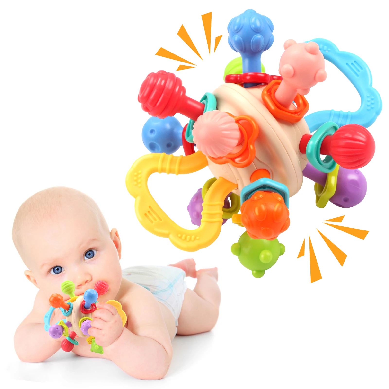 Baby Toy Manhattan Round Ball Soft Silicone Hand Grab Ball Rattle Infantil Chewable Teethers Toys For Infant 0M+ Gifts