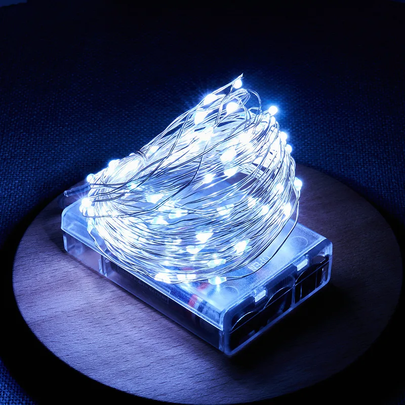 Battery Box 10/5/2/1M LED Silver Wire String Lights Fairy Garland Light for Christmas Wedding Party Home Holiday Room Decoration