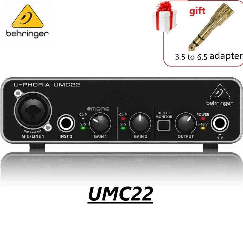 Behringer UMC204HD/UMC202HD/ UMC22 Sound Card Audio Interface Recording Independent External Sound Card Midi Live Broadcast