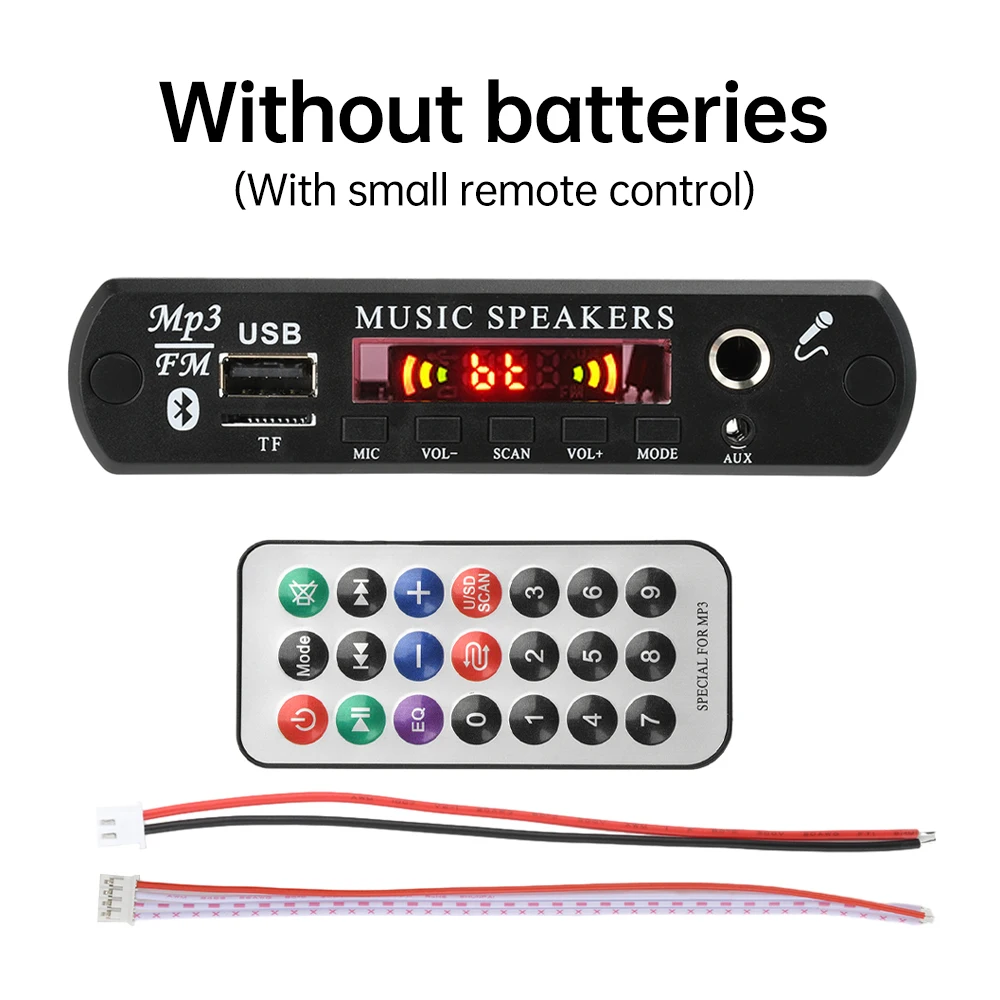 Bluetooth 5.0 MP3/WMA/WAV/FLAC/APE Audio Decoding Module With Remote Control Without Amplifier With Microphone Function