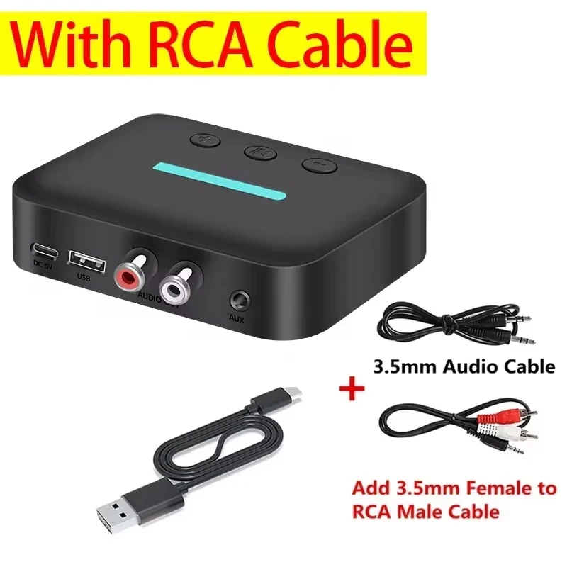 Bluetooth 5.3 Audio Receiver 3.5mm AUX RCA Wireless Audio Adapter USB U-Disk Music Stereo For PC/TV/Car Kit/ Speaker Amplifier