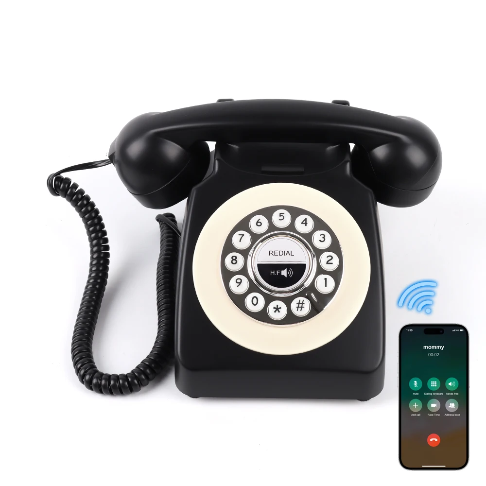Bluetooth Landline Phone, Retro Bluetooth Home Phone Compatible with Android & iOS, Wireless Cordless Telephone with Speakerphon