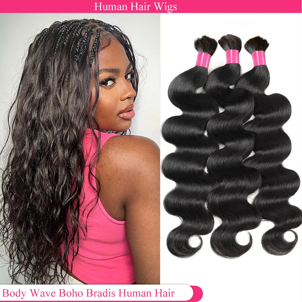 Boho Braids Human Hair Bulk Raw Hair Human Hair Body Wave Bulk Braiding Hair 100g Human Hair Extensions For Boho Braiding
