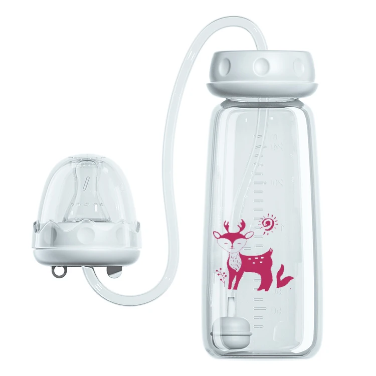 BornBL 3 Month+ Hands Free PP Baby Feeding Bottle with Tube Anti-Colic Nursing System, Bpa Free