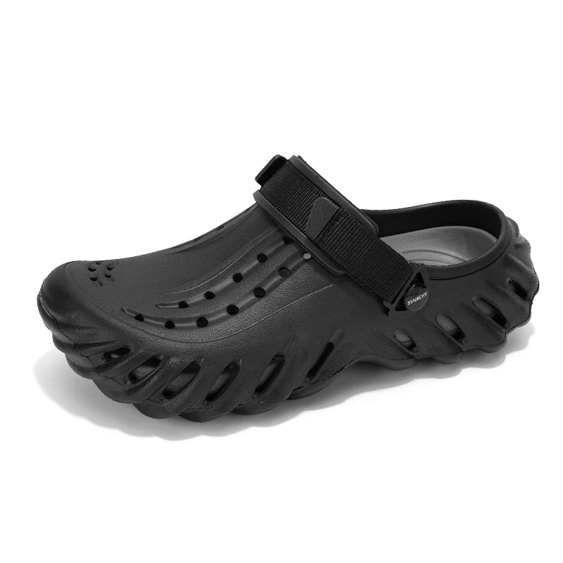 Brand Men's Slip-on Shoes - Soft and Comfortable Holey Shoes Outdoor Waterproof Heightening Cool Shoes EVA Driving Shoe