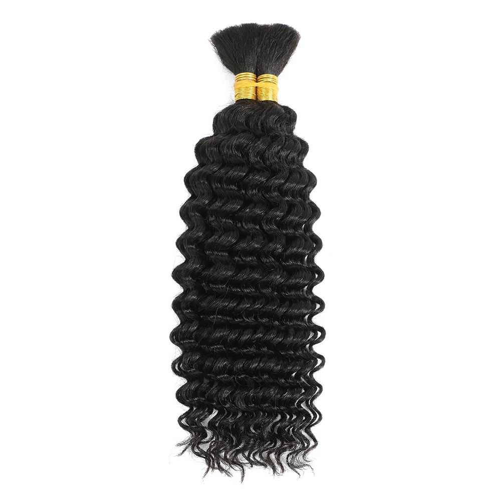 Bulk Braiding Hair Human Hair Deep Wave Colored Unprocessed No Weft Boho Braids Human Hair Bulk Extensions Brazilian Remy Hair