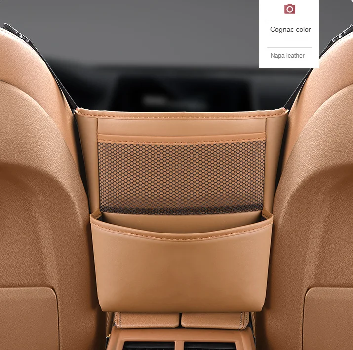 Car Seat Middle Hanger Storage Bag Leather Auto Handbag Holder Between Seats Headrest Hanging Phone Water Cup Organizer Pockets