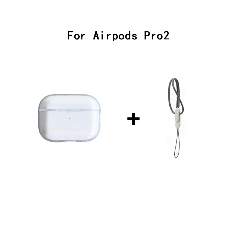 Clear Soft TPU Earphone Case for Airpods 4 3 2 1 Pro Pro2 Pro 3 Shockproof with Lanyard Strap for Airpods 4 Charging Case Cover