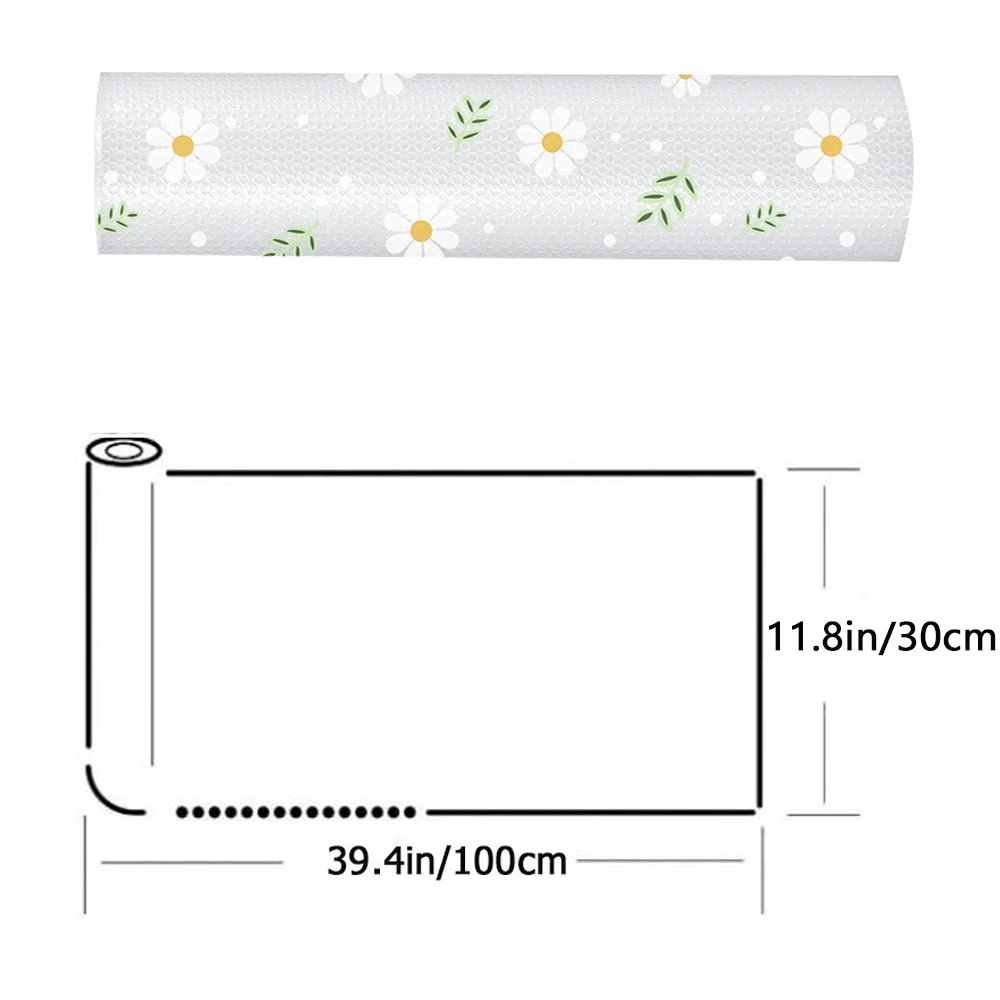 Daisy Flower Kitchen Cabinet Mat Reusable Drawer Mat Kitchen Dining Table Mat Insulation Mat Waterproof Moisture-proofDrawer Mat