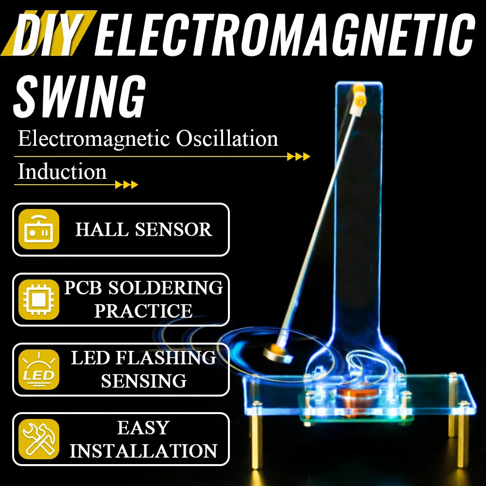 DIY Electromagnetic Swing Experimental Electronic Kit 5V Power Supply DIY Electronic Kit with LED Flashing Sensing Soldering Pro