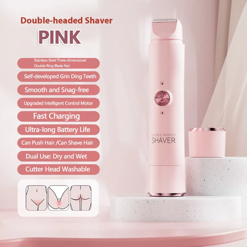 Double Head Electric Epilator Women Rechargeable Painless Hair Remover Shaver for Body Private Areas Bikini Gentle Trimming