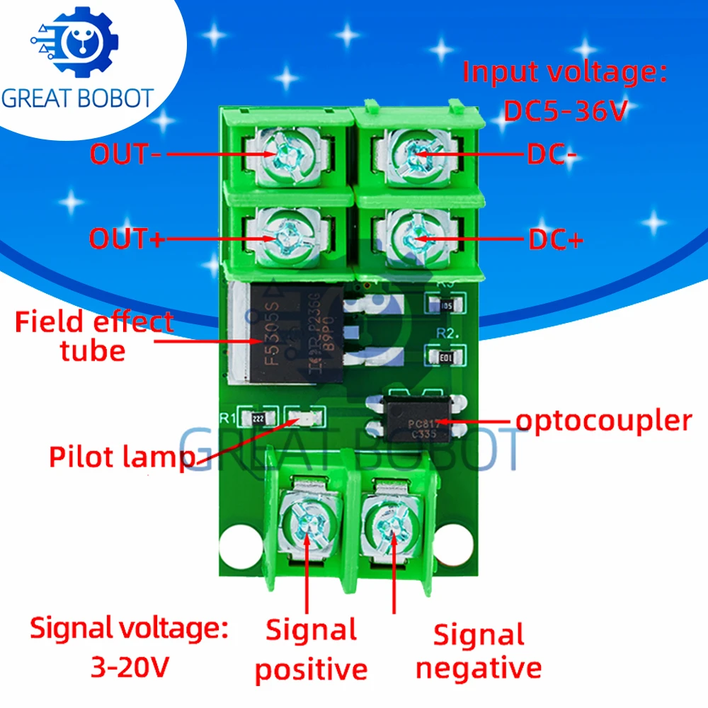 Electronic Control Board - Triggered Switch Module Featuring DC - Controlled MOSFET Optocoupler