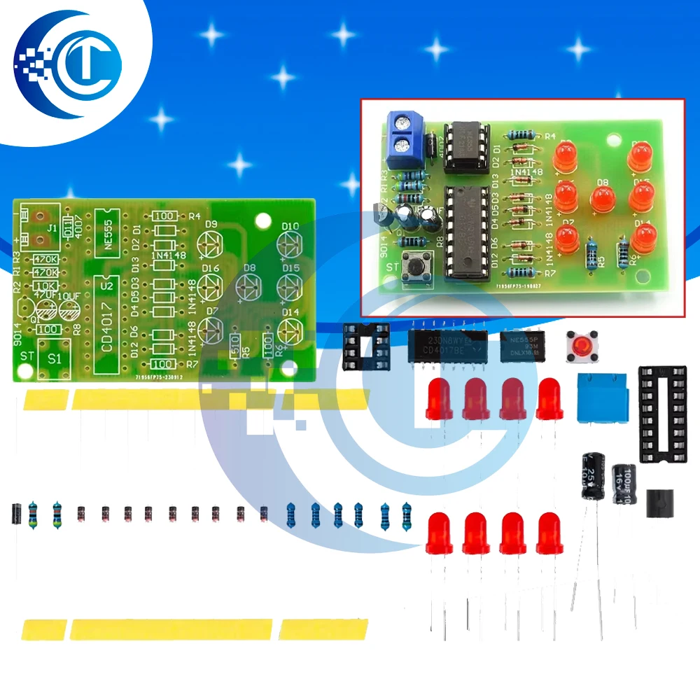 Electronic Dice Kit Led Dice Parts Cd4017 Ne555 Electronic DIY Production Kit with Reverse Connection Protection