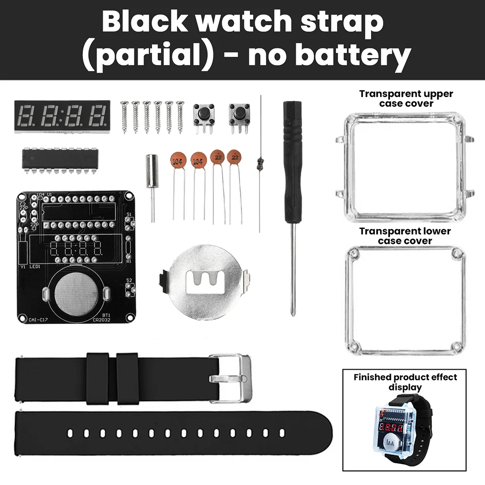 Electronic Watch DIY Transparent Creative Microcontroller Red Display Digital Tube Clock Accessories Fun DIY Electronic Watch
