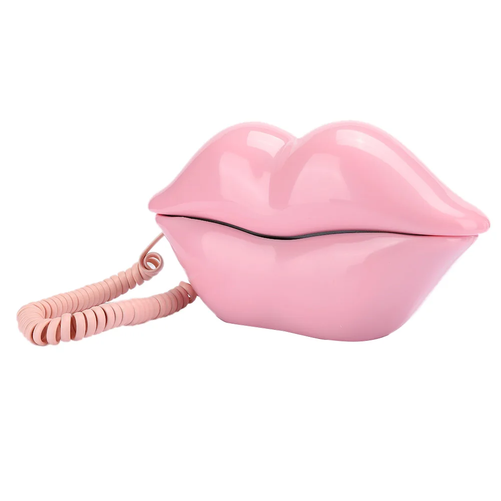 European Style Home Landline Phone Fashionable Lip Shaped Phone Desktop Mouth Telephone for Home Hotel Office Decoration