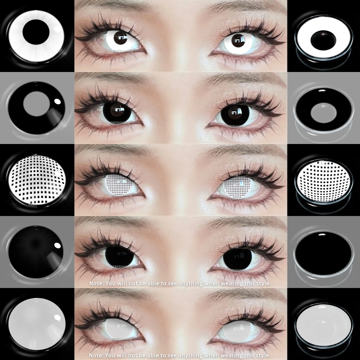 EYESHARE Cosplay White Colored Contact Lenses 2pcs Crazy Red Contact Lenses Anime Black Eye Lenses Halloween Beauty Makeup Lens