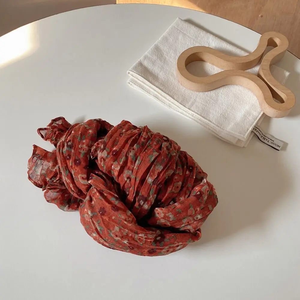 Fashion Autumn Winter Cotton Linen Scarf Vintage Keep Warm Pleated Printed Scarf Square Luxury Brand Designer Shawl Wrap