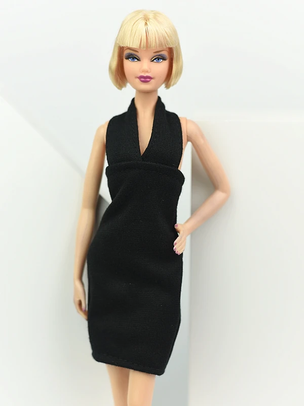Fashion Black Little Dress For Barbie Doll Outfits One Piece Evening Dresses Vestidoes Clothes For Barbie Dollhouse 1/6 BJD Doll